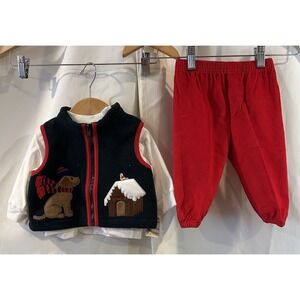 Vintage Boy's Buster Brown Outfit Long Sleeve‎ Fleece Vest & Pants